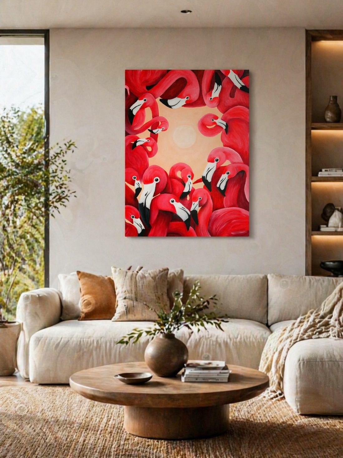Tablou original cu flamingo 50x70 cm - arte vizuale și accesorii  - picturi - pictură acrilică - Artynos.ro