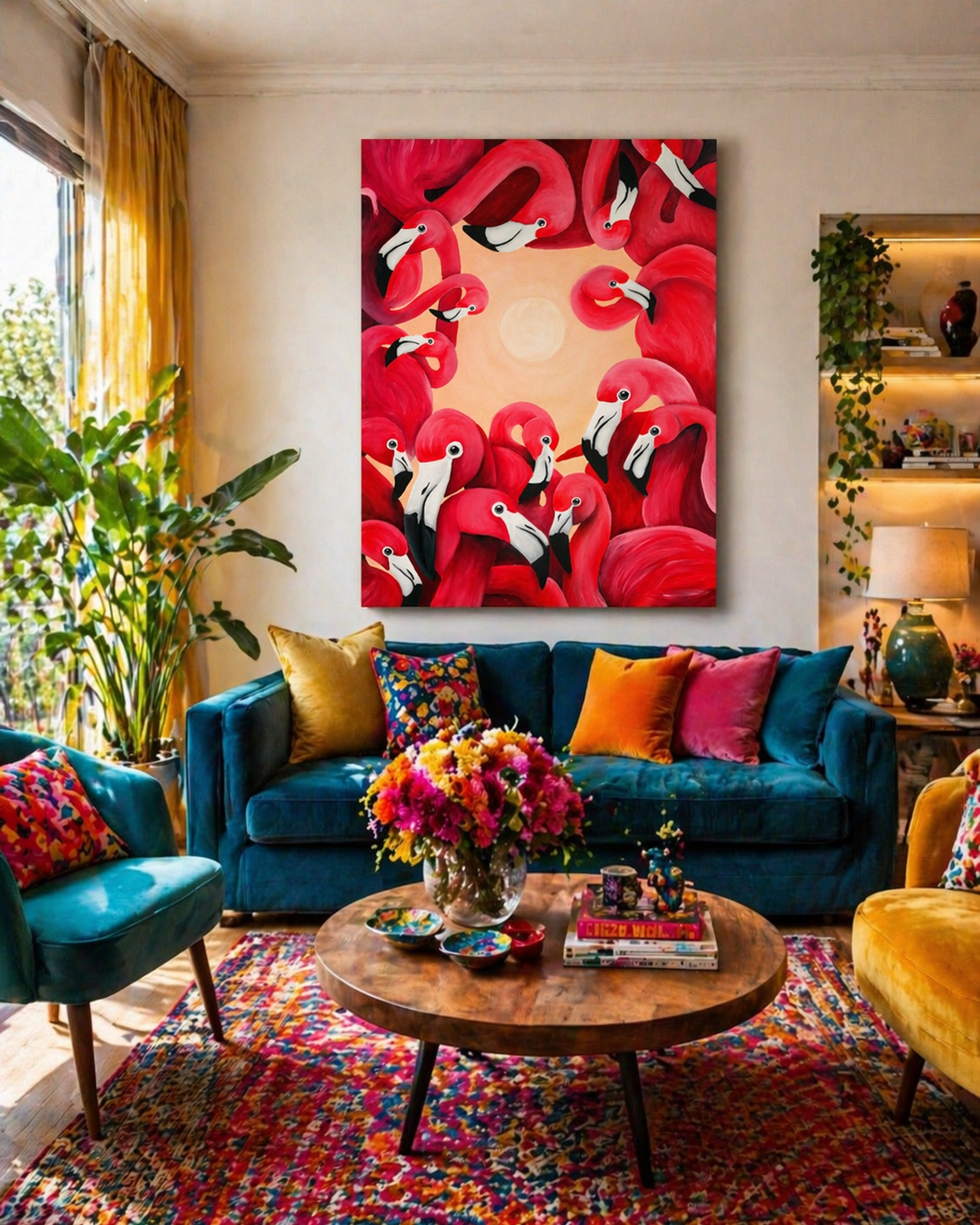 Tablou original cu flamingo 50x70 cm - arte vizuale și accesorii  - picturi - pictură acrilică - Artynos.ro