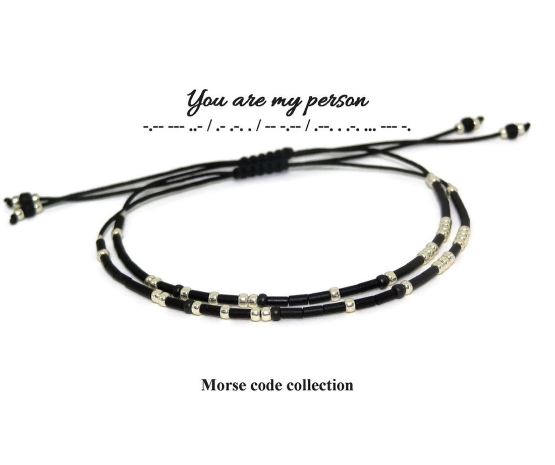 Set cuplu bratari cod Morse. Bratari personalizate - bijuterii - brățări - brățară cu mărgele - Artynos.ro