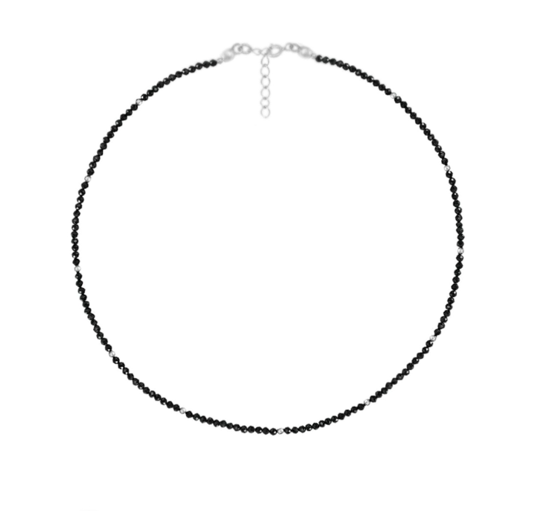 Colier minimalist turmalina neagra - piatra protectie. - bijuterii - coliere - coliere din mărgele - Artynos.ro