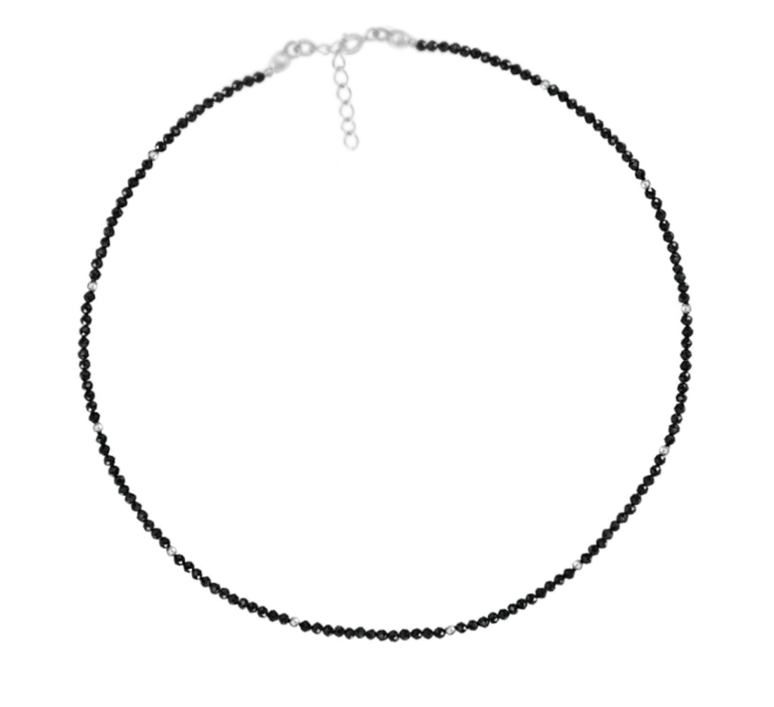 Colier minimalist turmalina neagra - piatra protectie. - bijuterii - coliere - coliere din mărgele - Artynos.ro