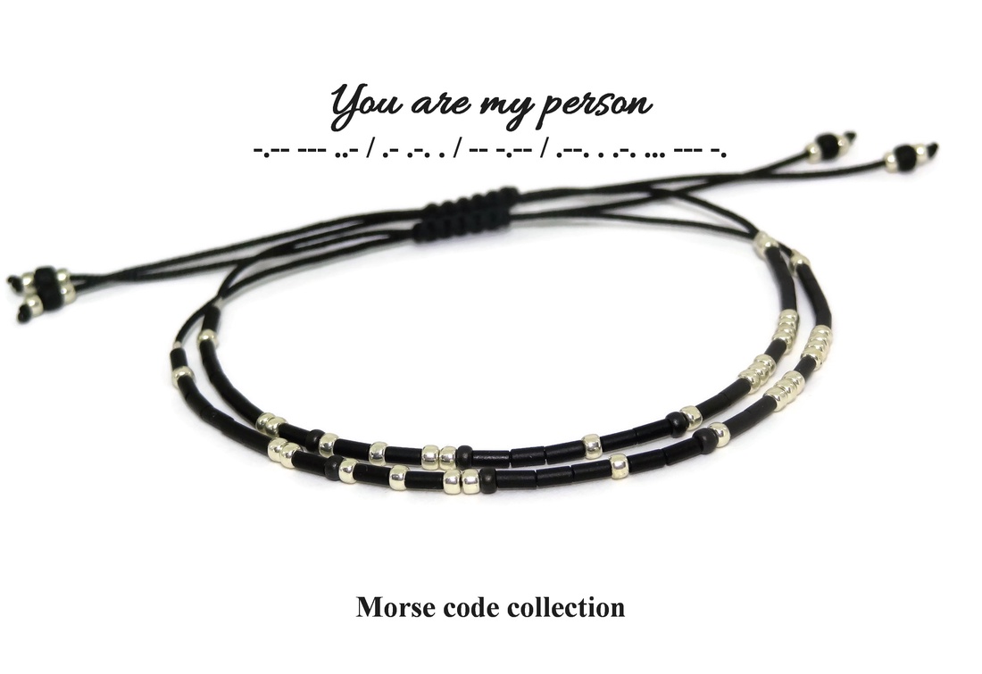 Set cuplu bratari cod Morse You are my person - Bratari personalizate - bijuterii - brățări - brățări din mărgele - Artynos.ro