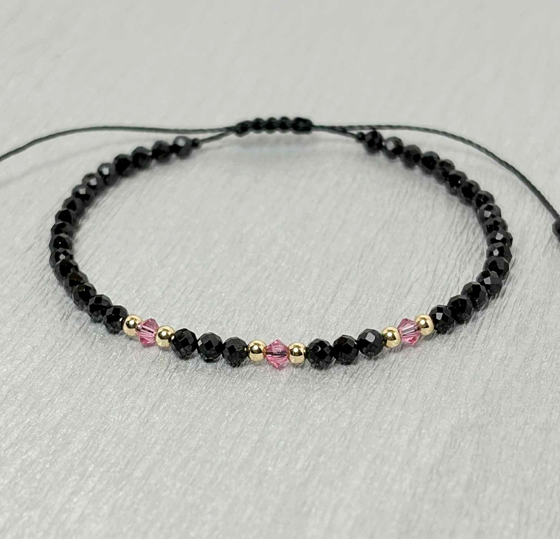 Bratara din turmalina, aur filat 14K si cristale Preciosa - bijuterii - brățări - brățări din pietre semiprețioase - Artynos.ro