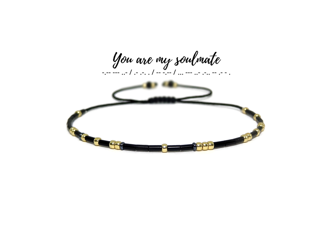 Bratara cu mesaj in cod Morse. Bratara personalizata - bijuterii - brățări - brățări din mărgele - Artynos.ro