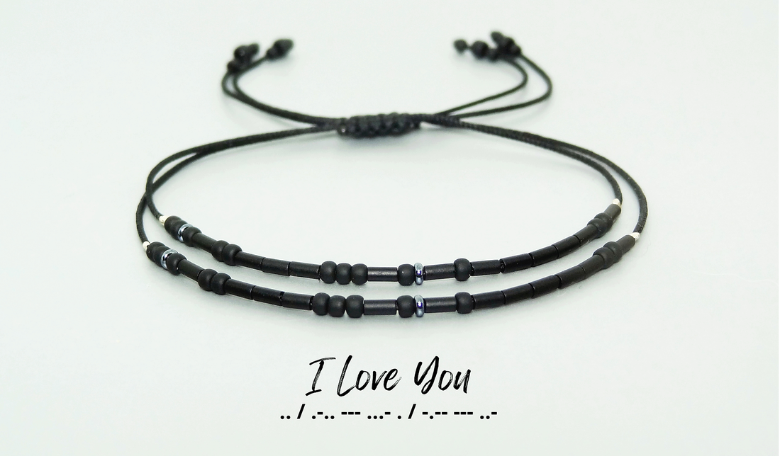 Set cuplu bratari cod Morse. Bratari personalizate - bijuterii - brățări - brățări din mărgele - Artynos.ro