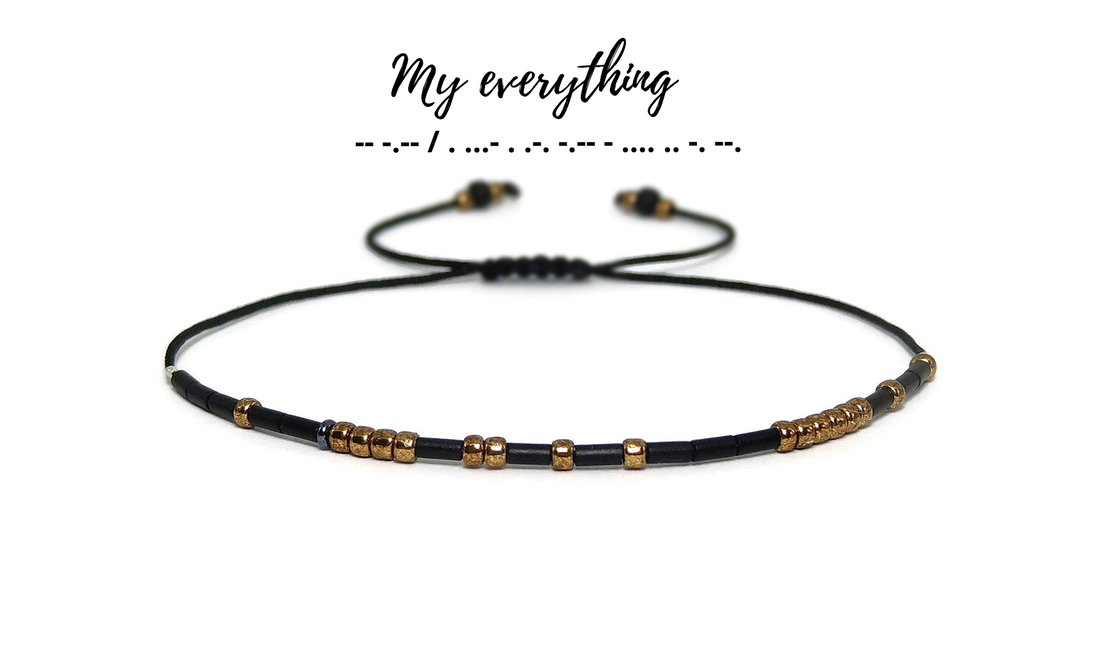 Bratara cu mesaj in cod Morse. Bratara personalizata - bijuterii - brățări - brățări din mărgele - Artynos.ro