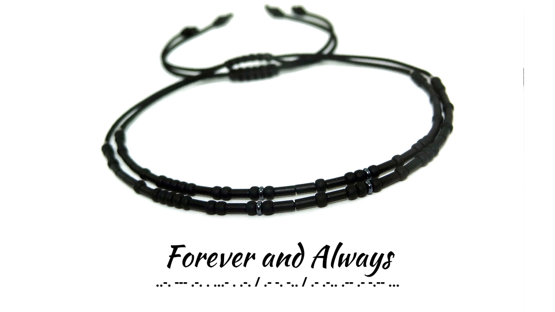 Set cuplu bratari cod Morse. Bratari personalizate - bijuterii - brățări - brățări din mărgele - Artynos.ro