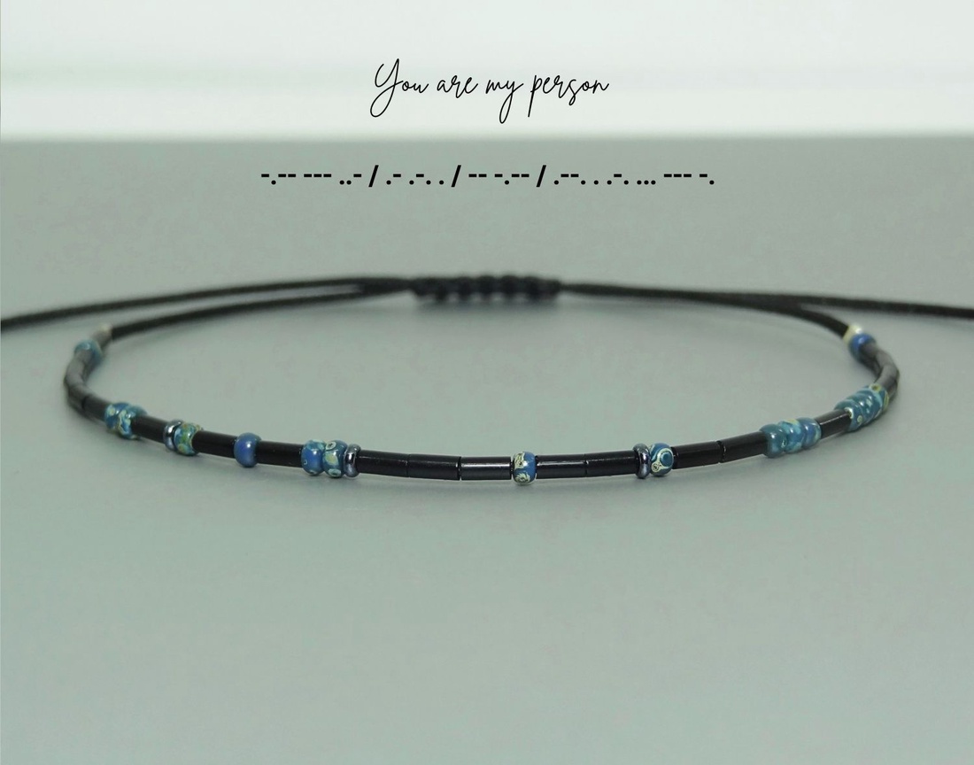 Bratara cu mesaj in cod Morse. Bratara personalizata - bijuterii - brățări - brățări din mărgele - Artynos.ro