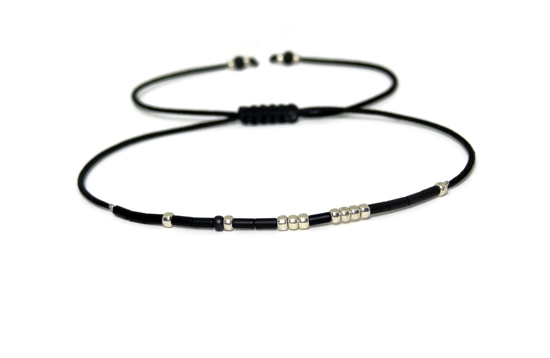 Bratara cu mesaj in cod Morse My person. Bratara personalizata - bijuterii - brățări - brățări din mărgele - Artynos.ro