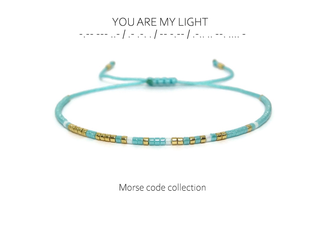 Bratara cod morse YOU ARE MY LIGHT.  - bijuterii - brățări - brățări din mărgele - Artynos.ro