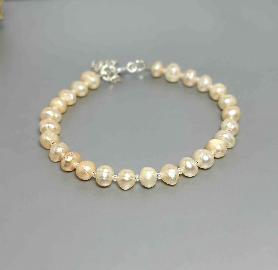 Bratara perle cultura - Blush Pearl - bijuterii - brățări - brățări din pietre semiprețioase - Artynos.ro