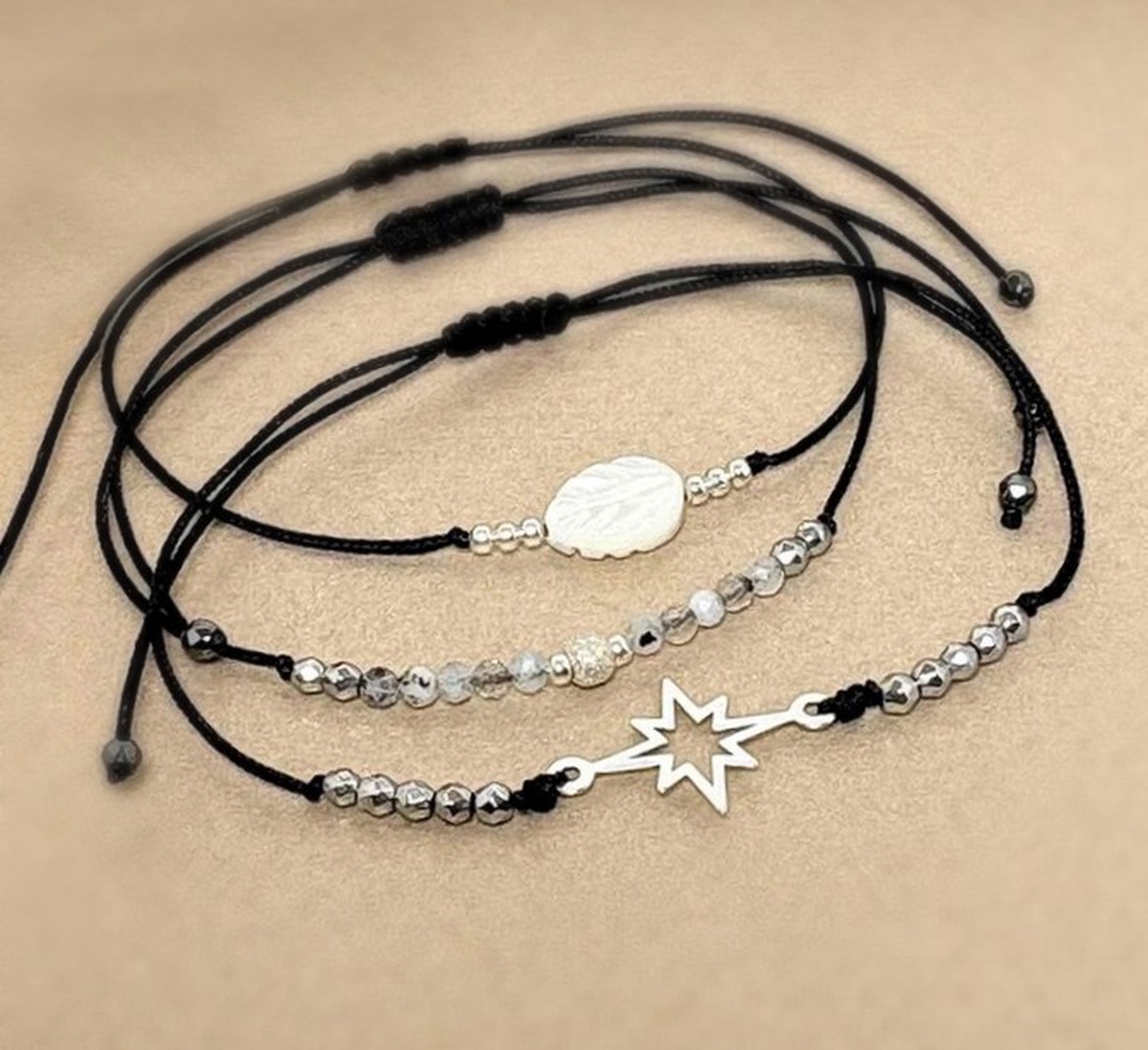 Set 3 bratari din pietre semipretioase si sidef - Celestial Trio - bijuterii - brățări - brățări din pietre semiprețioase - Artynos.ro