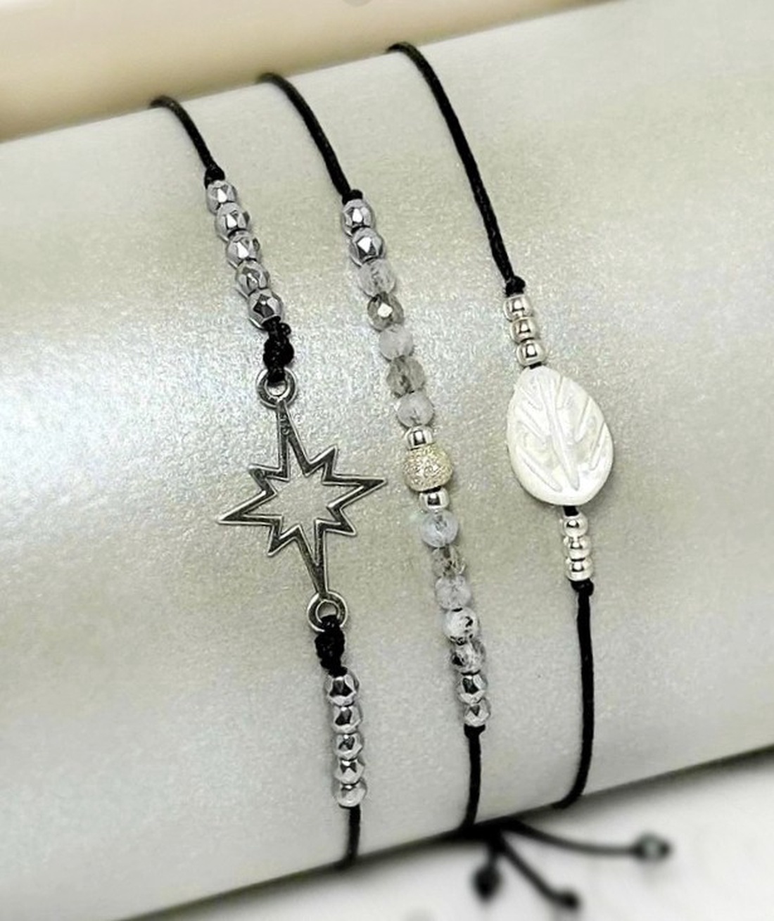 Set 3 bratari din pietre semipretioase si sidef - Celestial Trio - bijuterii - brățări - brățări din pietre semiprețioase - Artynos.ro