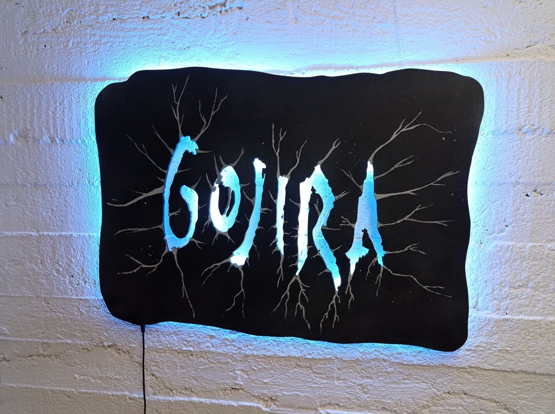 Gojira - artă de perete iluminată pentru fani - casă & stil de viață - accesorii pentru decorat casa - Artynos.ro