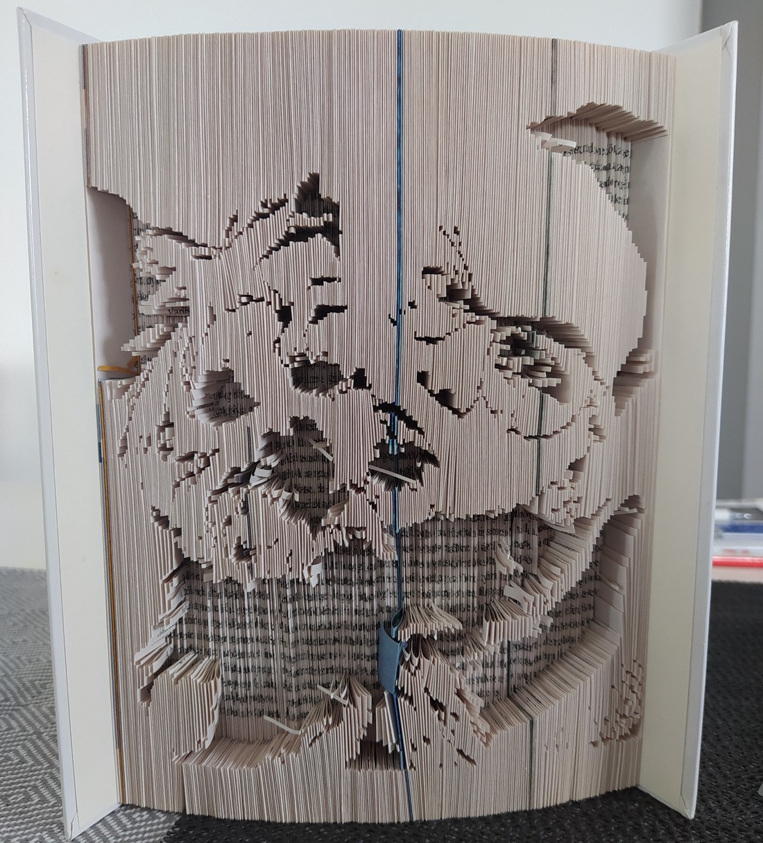 Câine și sculptură Face Book - casă & stil de viață - accesorii pentru decorat casa - decorațiuni de masă și decorațiuni pentru rafturi  - sculptură de carte, carte pliată - Artynos.ro