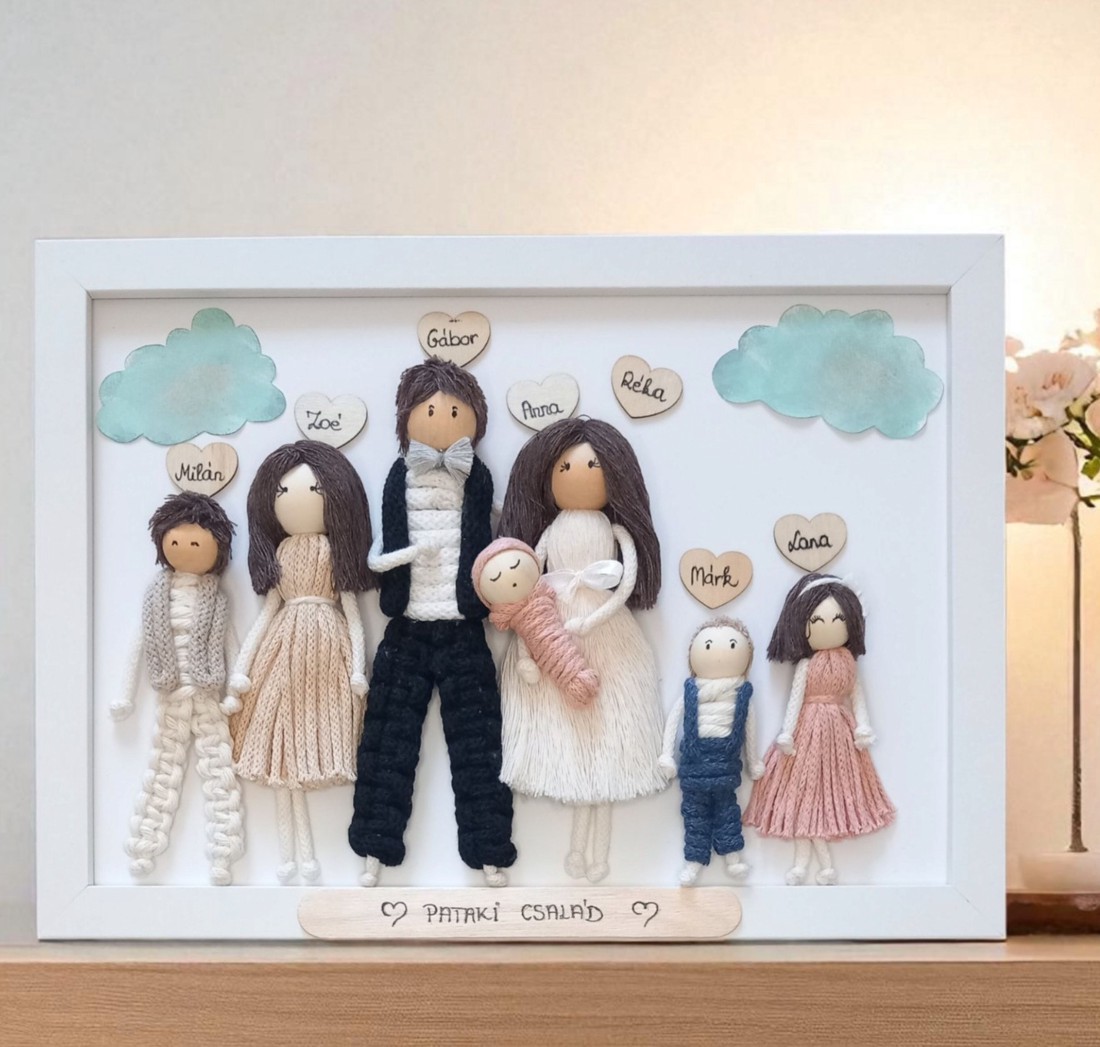 Portret de familie Macramé - decor unic, personalizat (2130 cm) -  - Artynos.ro