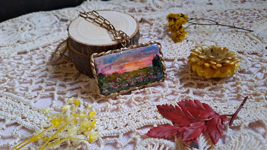 Colier cu pandantiv apus de soare - bijuterii - coliere - pandative - Artynos.ro