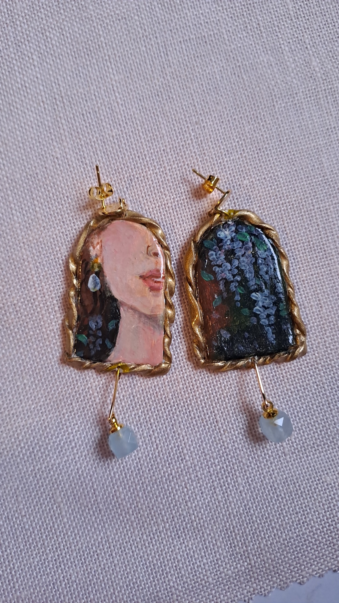 Cercei pictați manual - bijuterii - cercei - cercei lungi - Artynos.ro