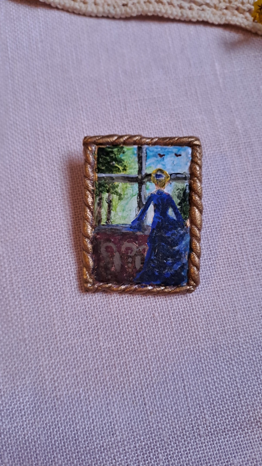 Broșă pictată manual  - bijuterii - broșe - Artynos.ro