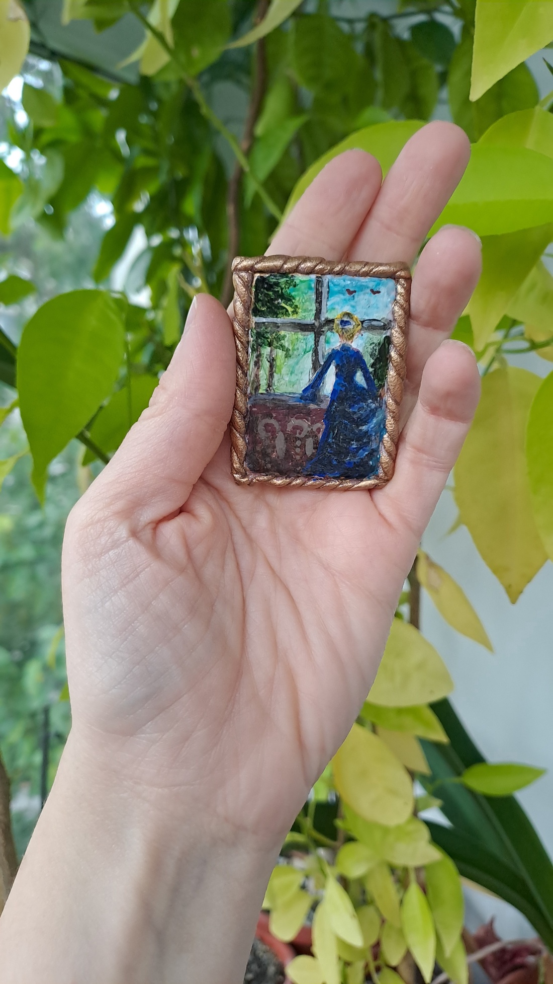 Broșă pictată manual  - bijuterii - broșe - Artynos.ro