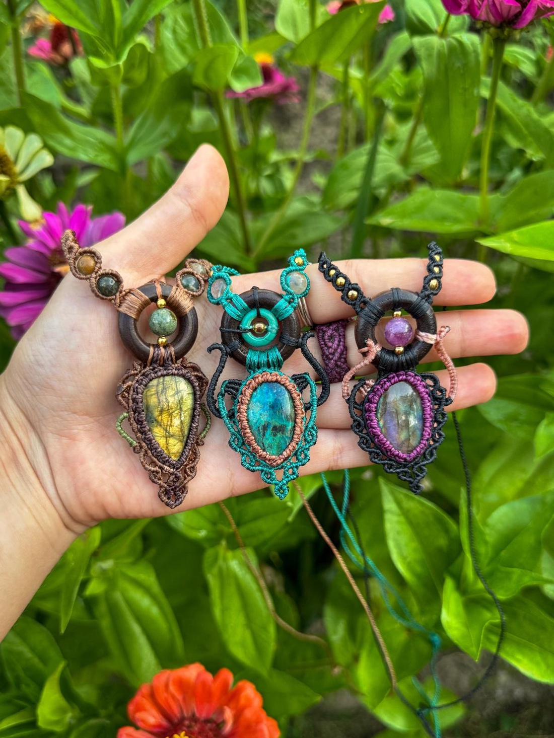 Pandantive micromacrame boho Colorful dreams  - bijuterii - coliere - coliere din pietre semiprețioase - Artynos.ro