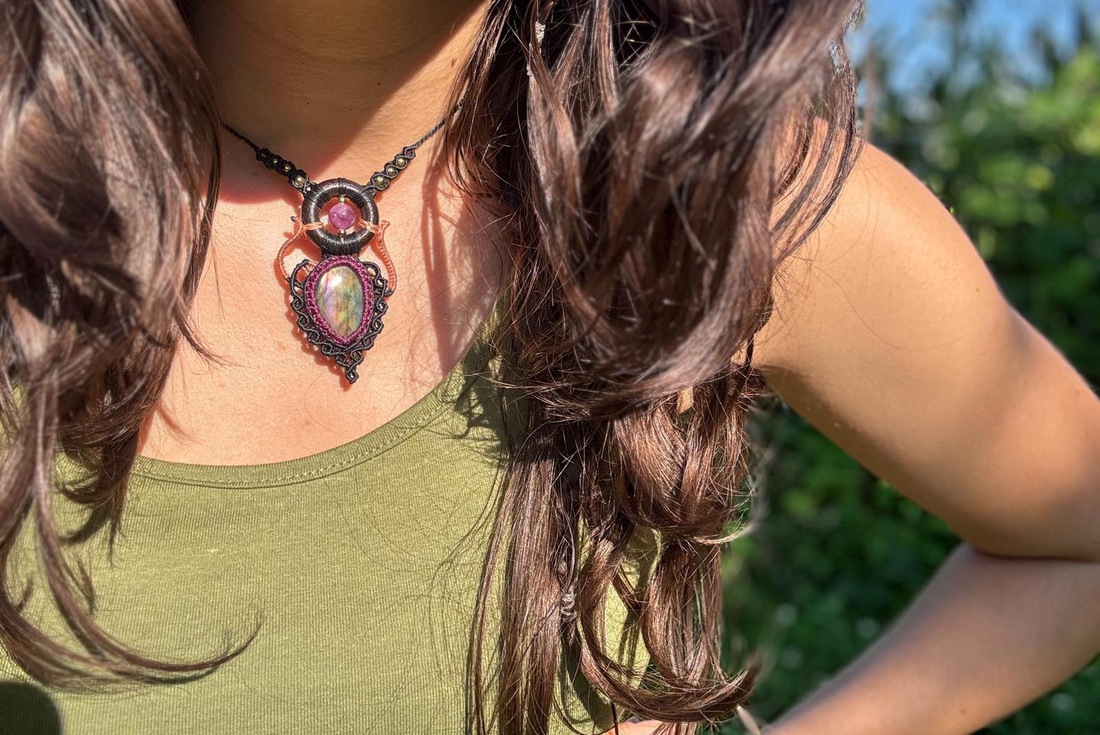 Pandantive micromacrame boho Colorful dreams  - bijuterii - coliere - coliere din pietre semiprețioase - Artynos.ro