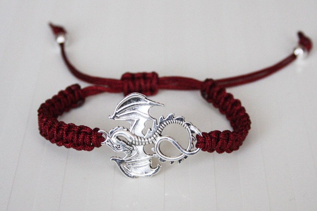 Brățară Makramé - Dragon burgundy -  - Artynos.ro