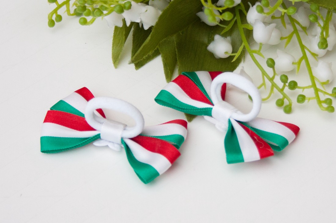 Papion de culoare națională - roșu, alb, verde - îmbrăcăminte și modă - accesorii păr - clemă de păr și ac de păr - Artynos.ro