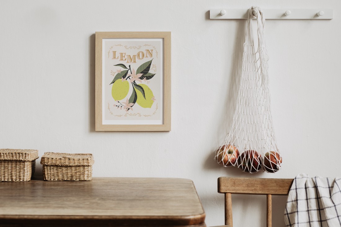 Poster acuarelă lămâie, imagine grafică lămâie, decorare apartament de vară -  - Artynos.ro