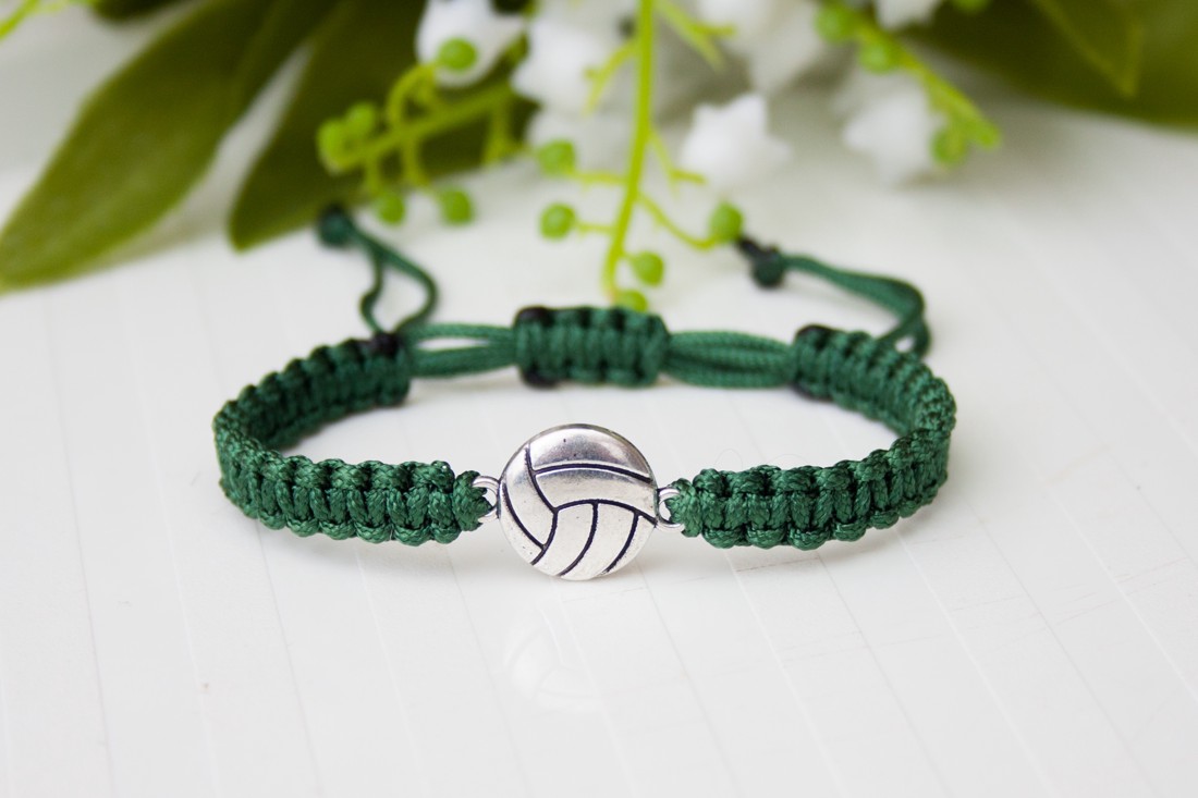 Brățară macramé împletită - Volleyball verde închis -  - Artynos.ro