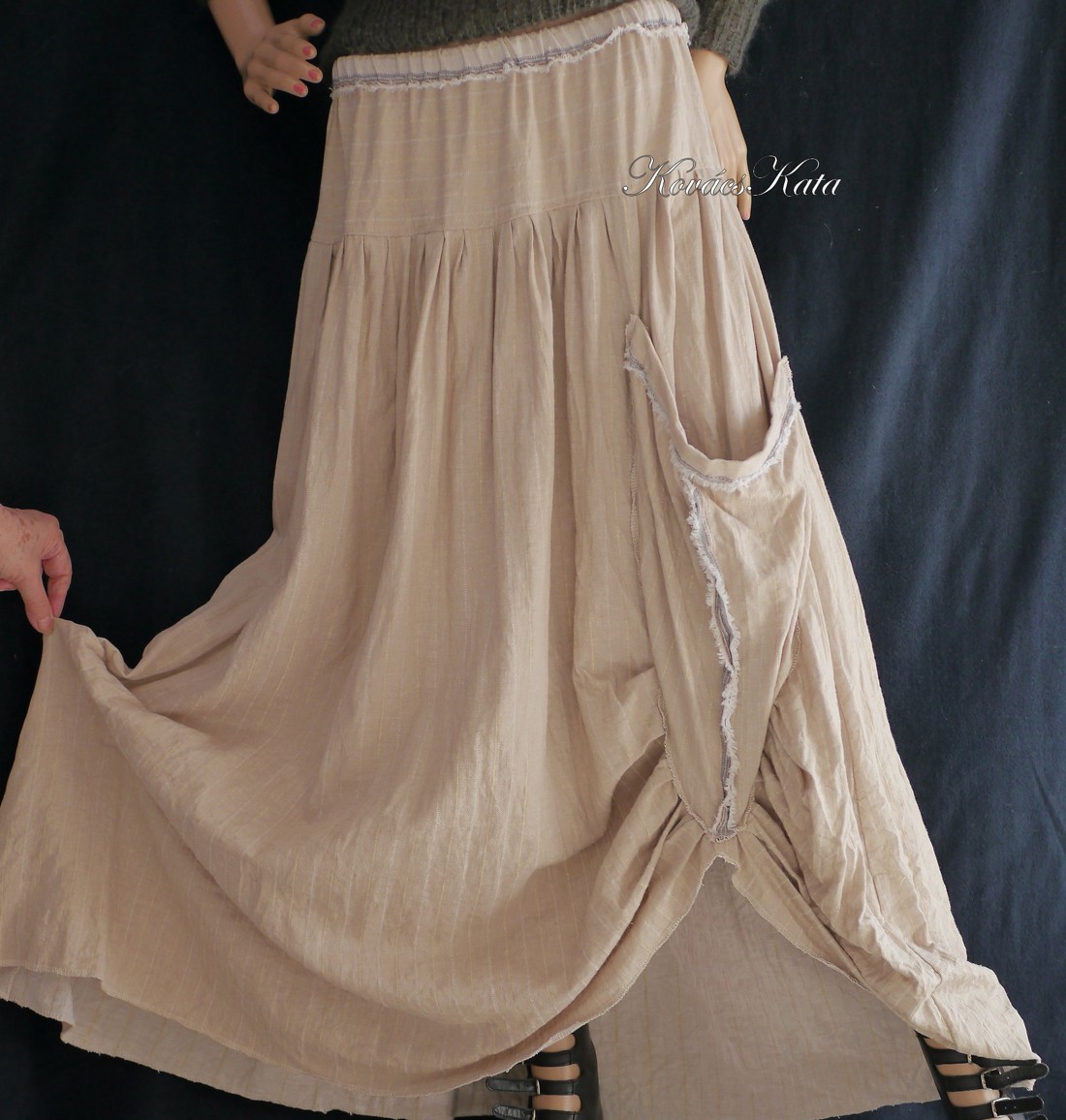 LUCA-SZOKNYA / natúr - layerslook fashion design - îmbrăcăminte și modă - haine damă - fustă damă - Artynos.ro