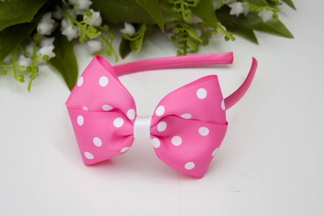 Masnis bentiță de păr cravată de păr - Pink polka dots -  - Artynos.ro