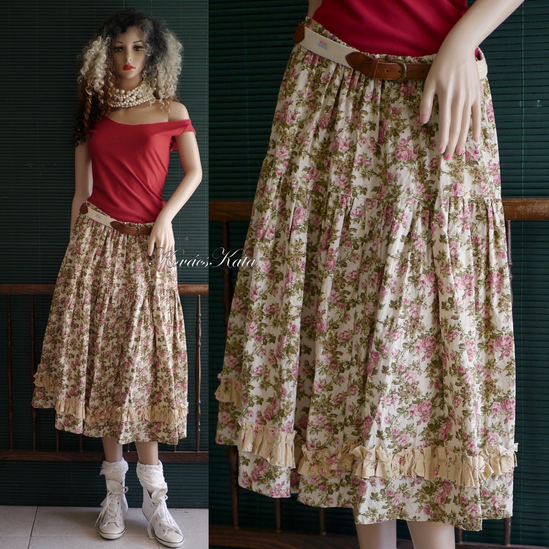 ROSE SKIRT - fustă romantică din bumbac și in - îmbrăcăminte și modă - haine damă - fustă damă - Artynos.ro