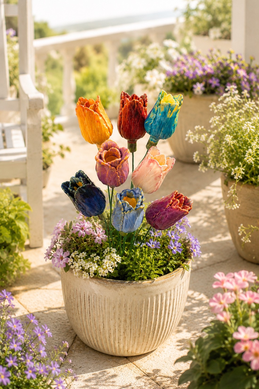 Floare de lalea din ceramică, floare artizanală din ceramică -  - Artynos.ro