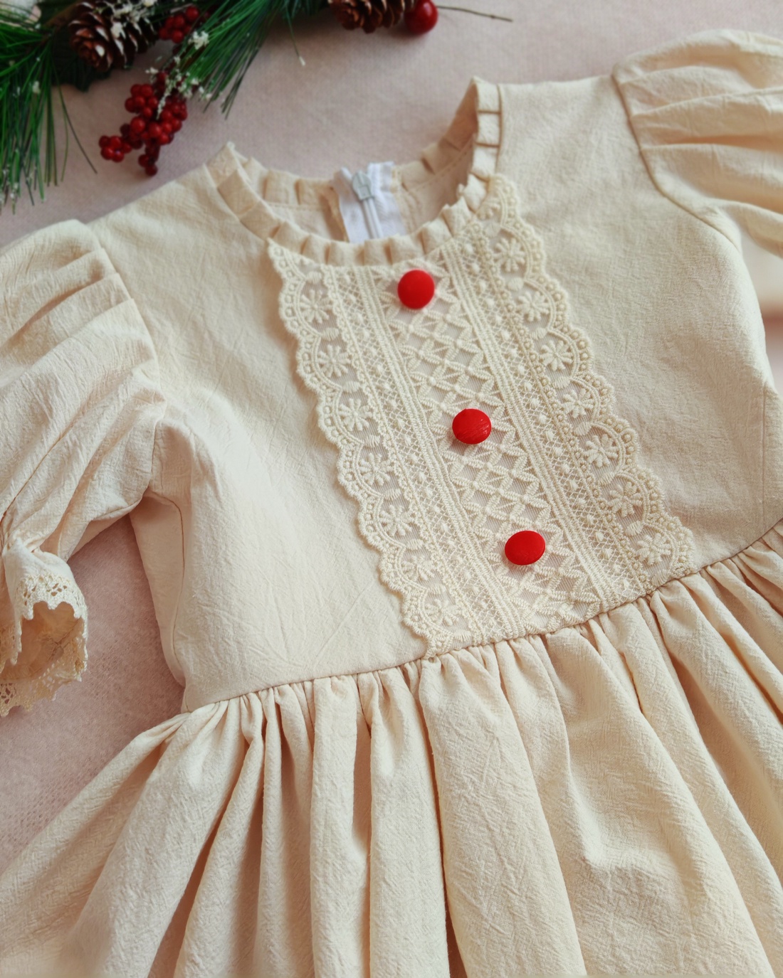 Rochie Fetita din Bumbac Prespalat si Dantela - îmbrăcăminte și modă - haine bebeluși și copii - rochii fetițe - Artynos.ro