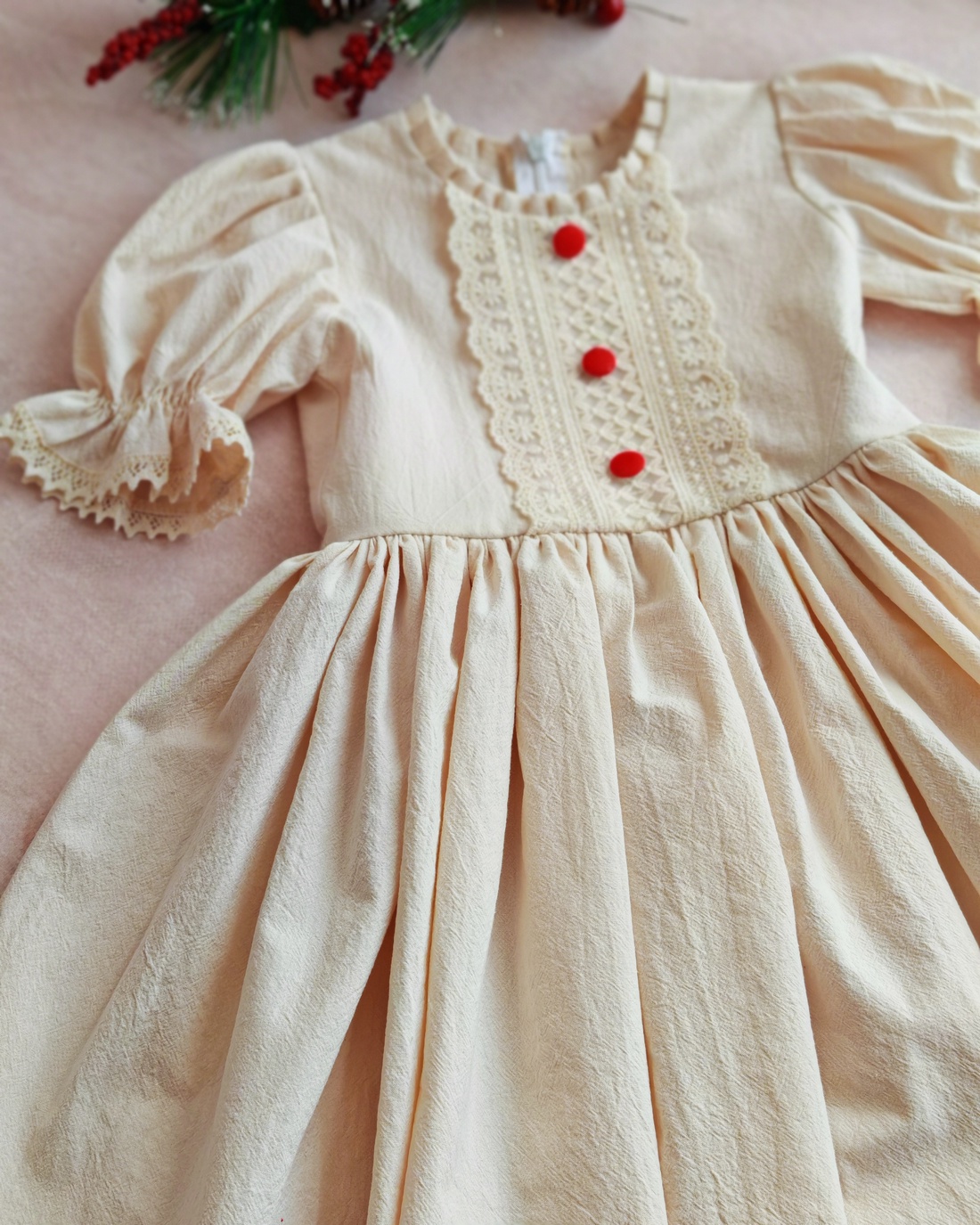 Rochie Fetita din Bumbac Prespalat si Dantela - îmbrăcăminte și modă - haine bebeluși și copii - rochii fetițe - Artynos.ro