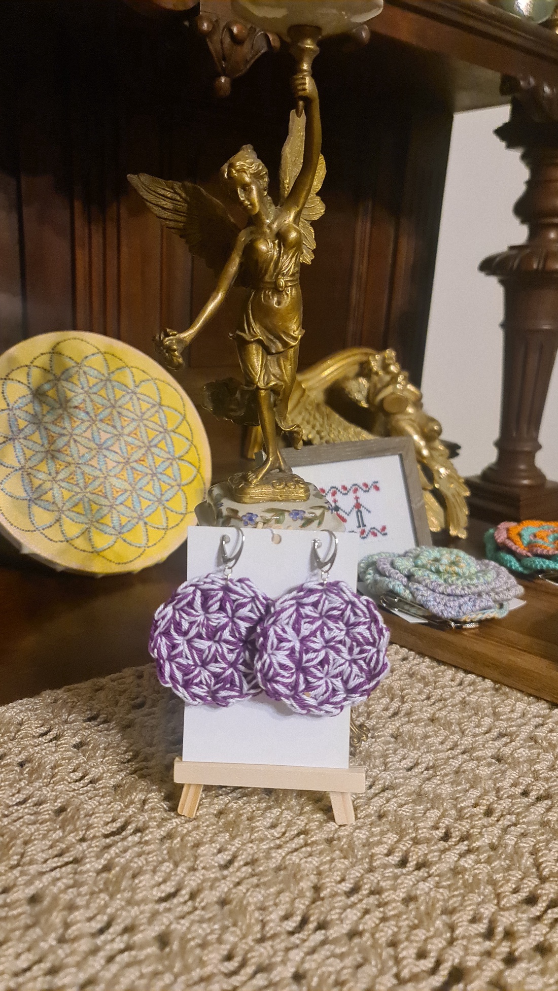 Cercei Floarea Vietii - bijuterii - cercei - cercei croșetați - Artynos.ro