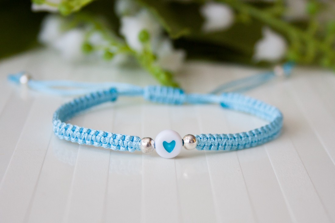 Brățară macramé împletită - Little hearts blue -  - Artynos.ro