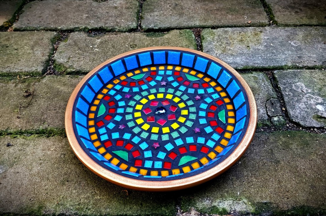 REKREDENC - Bol colorat pentru păsări, cu mozaic, 25 cm -  - Artynos.ro