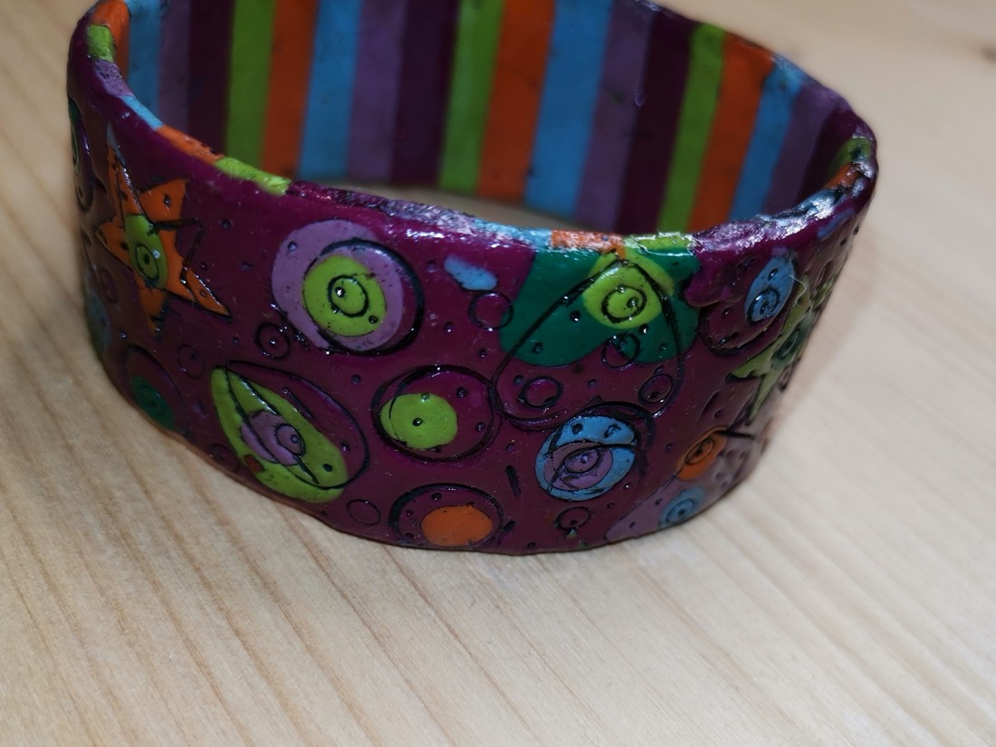 Brățară Bands Strips Polimer Clay Handmade Femei Bijuterii -  - Artynos.ro