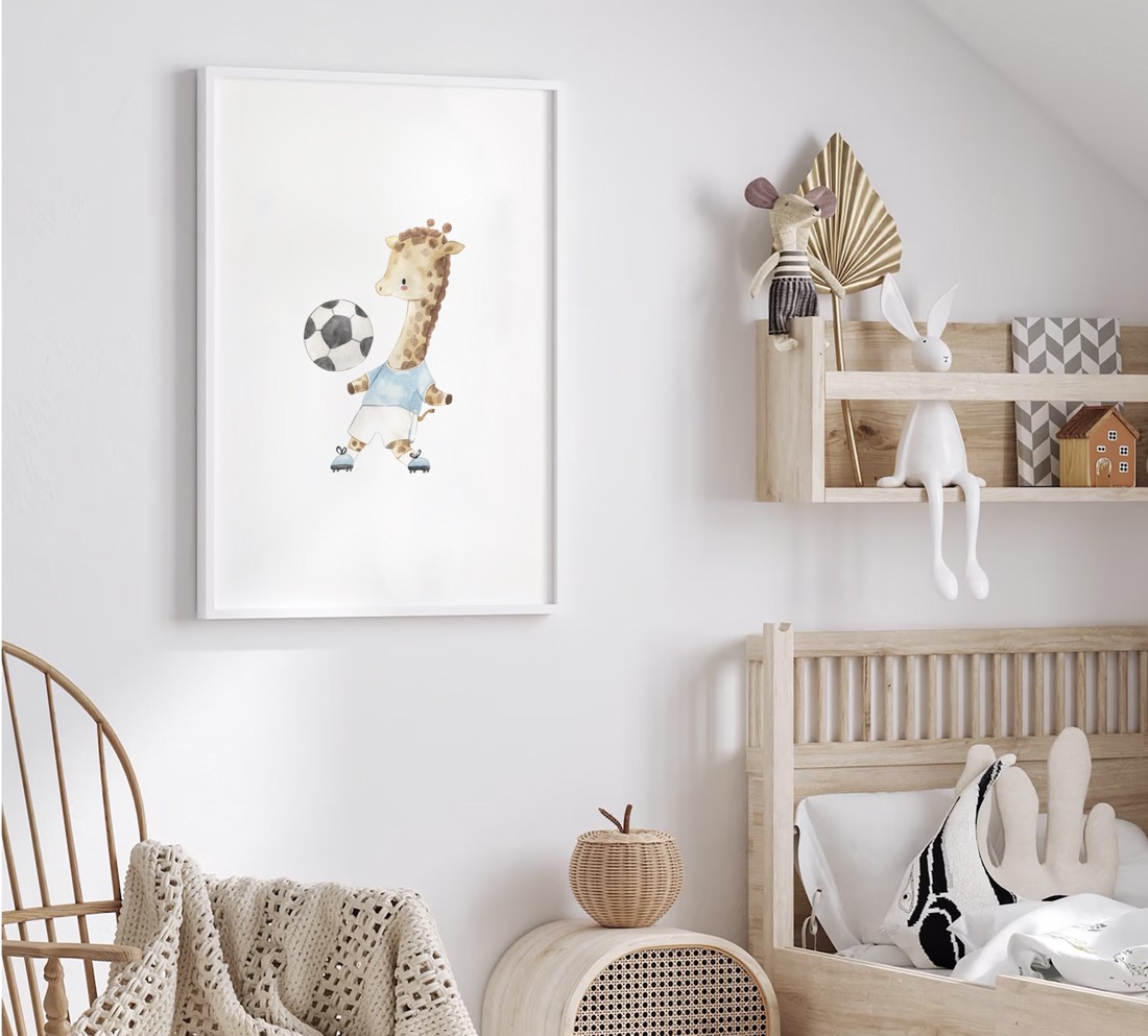 Set de postere de fotbal personalizate, set de artă de perete cu animale safari 3 buc -  - Artynos.ro