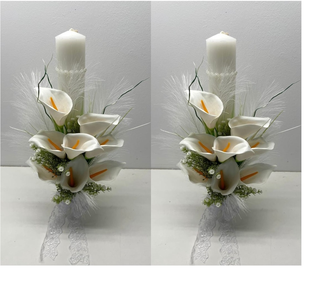 Set 2 lumanari de nunta cu cale albe de sapun, cod SL30 - accesorii nuntă - materiale decor pentru nuntă - lumânări de nuntă și suport lumânări - Artynos.ro