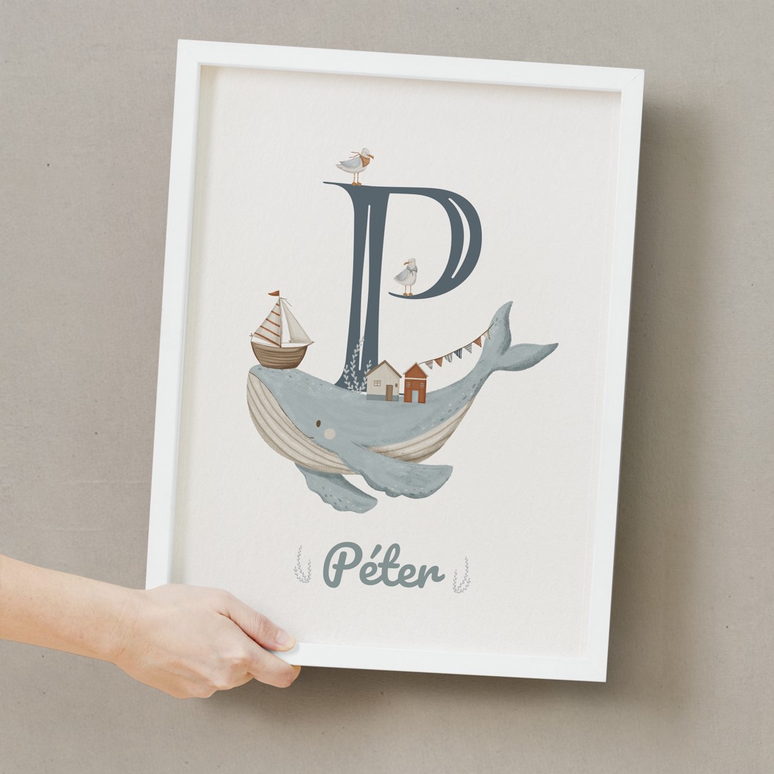 Monogramă artă de perete, decorare cu litere pentru camera copilului, cadou de botez -  - Artynos.ro
