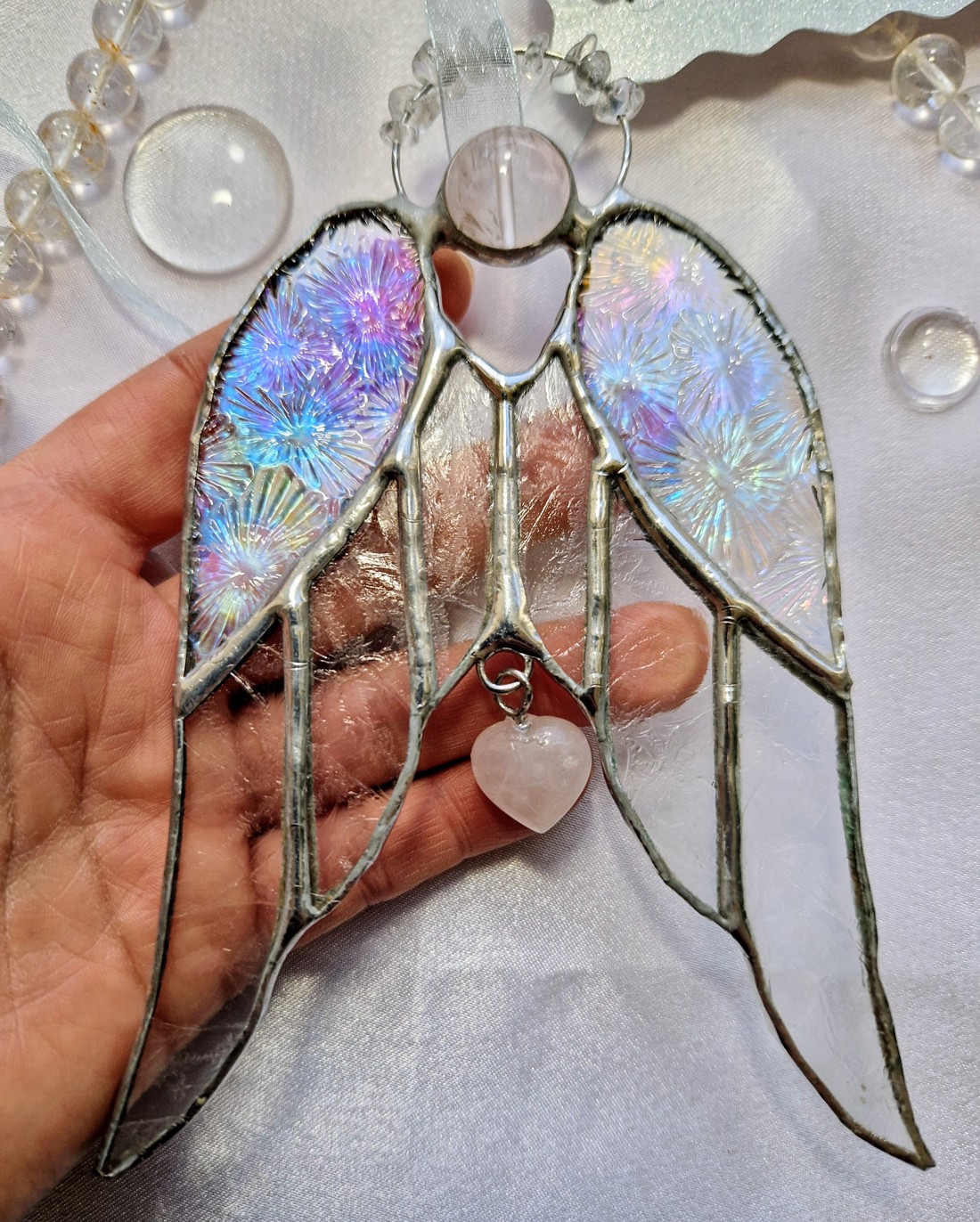 Înger de cristal cu aripă goală și sticlă cu flori de gheață - crăciun - cadouri de moș crăciun - cadouri de moș crăciun - cadouri de moș crăciun - Artynos.ro