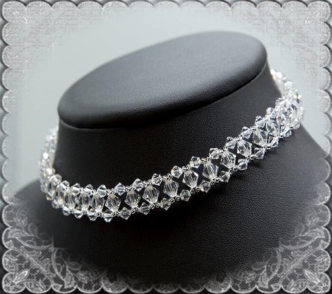 Nunta, lanț choker de mireasă cu cristale Swarovski SL-ESW04-1 -  - Artynos.ro