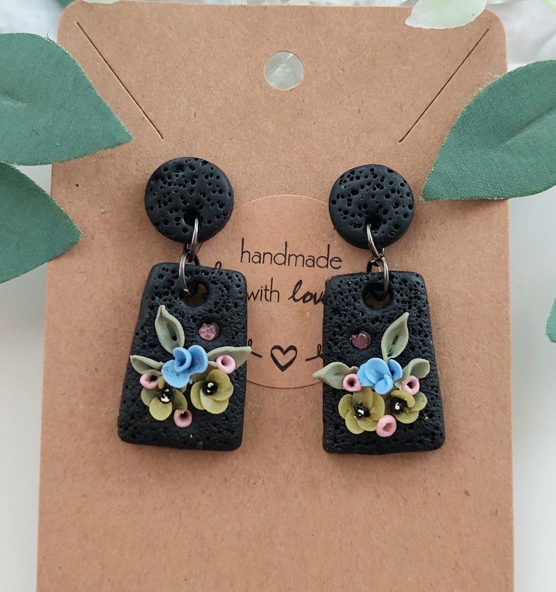 Cercei Black/Blue flower elegance - bijuterii - cercei - cercei agățați - Artynos.ro
