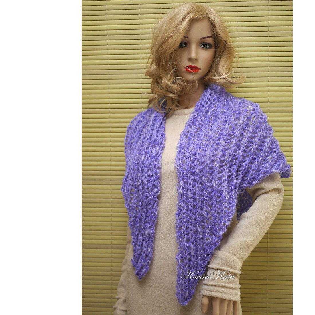 GIDA/ lavanda - șal tricotat manual la modă - îmbrăcăminte și modă - eșarfe, pălării, fularuri - șaluri - Artynos.ro