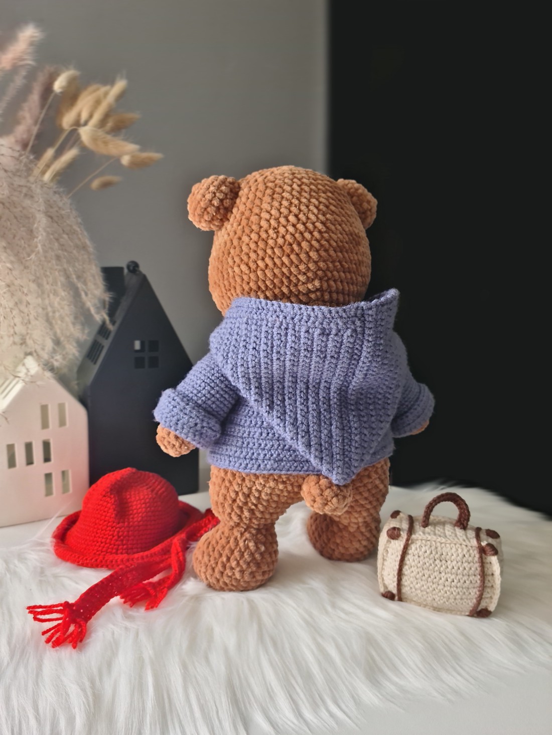 Ursulețul Paddington croșetat  cu valiză cadou din bumbac! - jucării și echipamente pentru copii - plușuri - personaje de basm din pluș - Artynos.ro