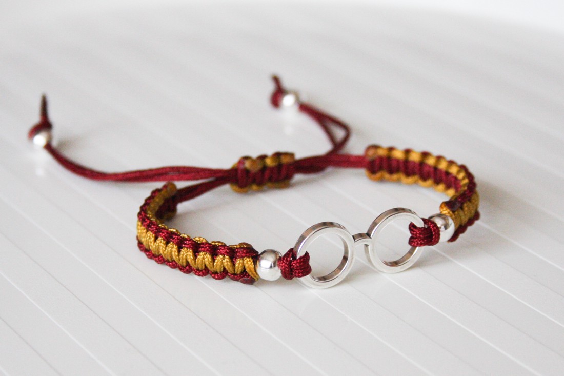 Brățară macramé împletită - Harry Potter burgundy/gold -  - Artynos.ro