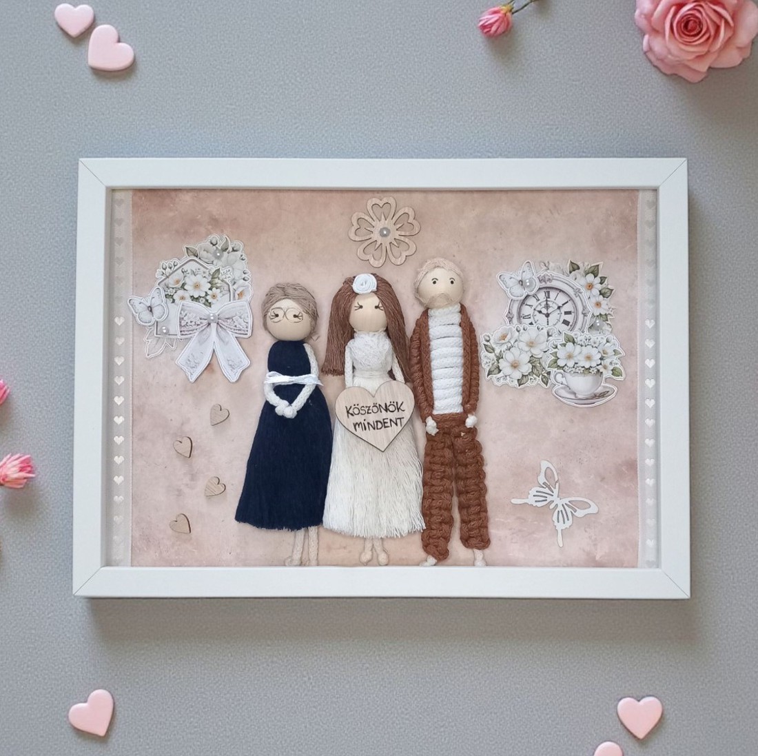 Cadou unic pentru părinți � portret de familie în macramé 3D - casă & stil de viață - decorațiuni de casă - decorațiuni de pereți - decor de pereți, macrame - Artynos.ro